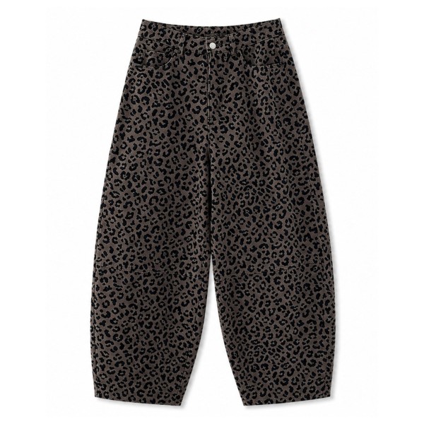 Mazine Women’s Printed Barrel Leg Pants Jeans Zwart