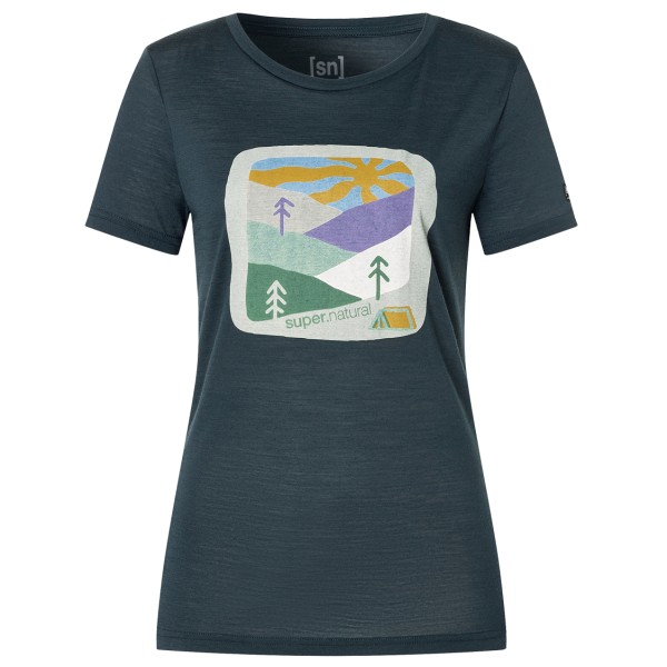 Image of super.natural - Women"s Mountain Art Tee - Merinoshirt Gr S blau'