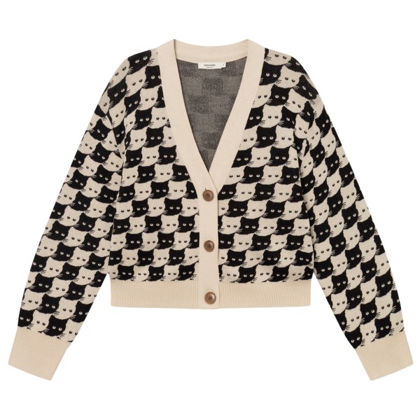 DEDICATED Women’s Cardigan Kanan Pepita Cats Cardigan Beige