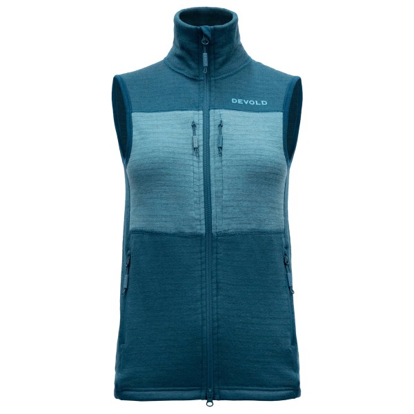 Devold Women’s Egga Grid Merino Vest Wollen bodywarmer Blauw