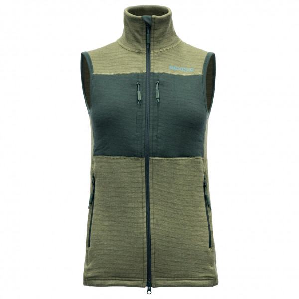 Devold Women’ Egga Grid Merino Vest Wollen bodywarmer Olijfgroen