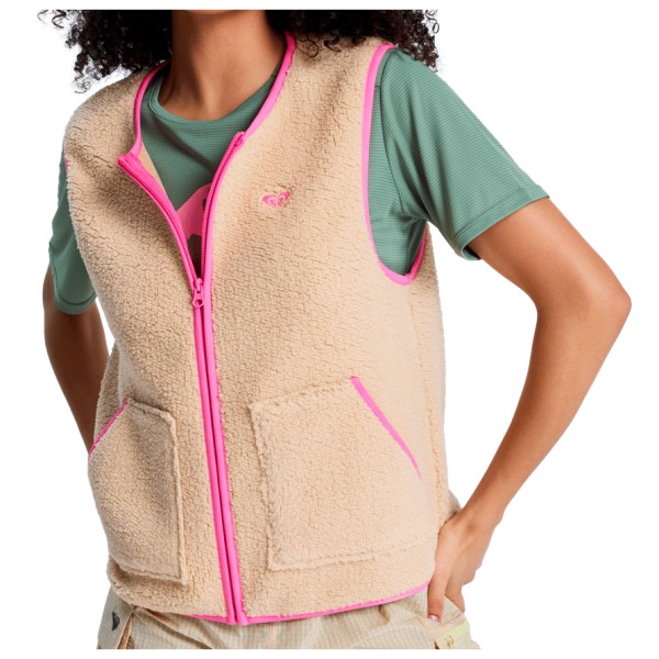 Roxy – Women’s Boundless Spirit Easy Vest – Fleecebodywarmer maat L, Beige
