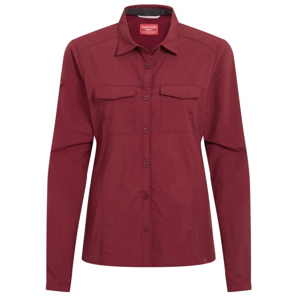 Craghoppers Nosilife Adventure Langarm Bluse III Bluse Damen Wandern (Gr 42 |rot)