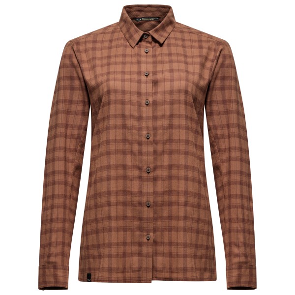 Salewa Women’s Fanes Flannel 5PL L/S Shirt Overhemd Bruin