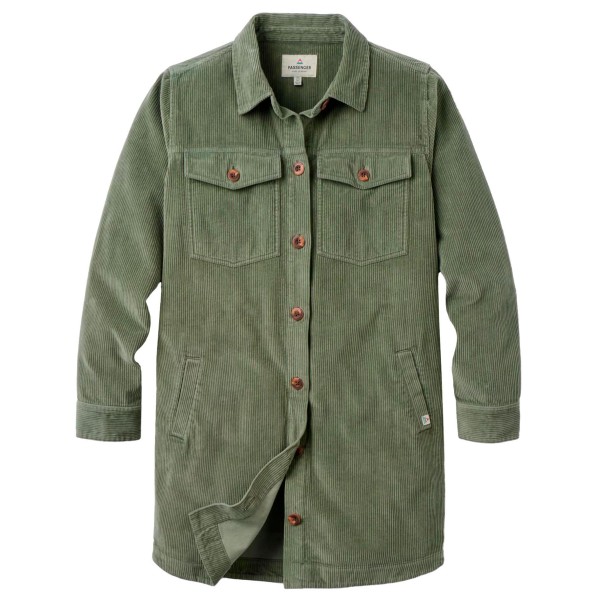 Passenger Women’s Stella Cord Shirt Dress Jurk Olijfgroen