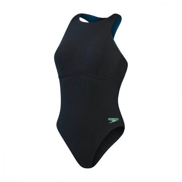 Image of Speedo - Women"s Racer Zip Swimsuit With Built In Swim Bra - Badeanzug Gr 36 schwarz'