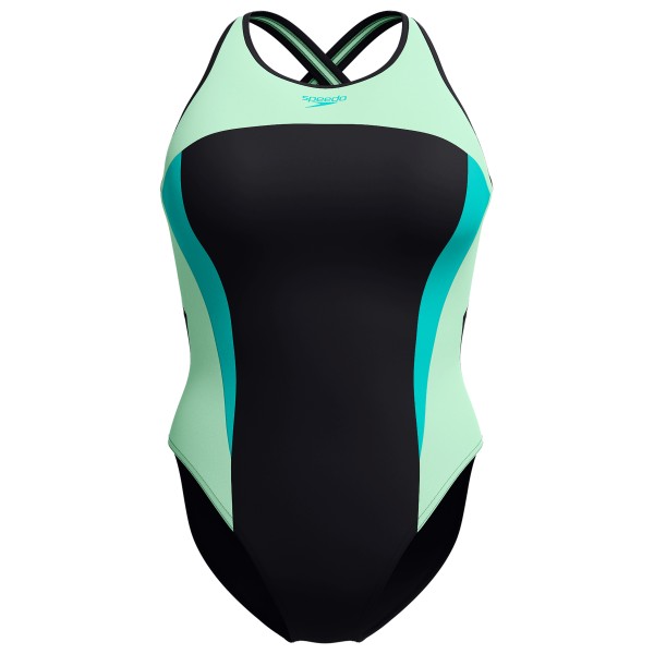 Badeanzug Speedo High Neck Splice Crossback Swimsuit Damen (Gr 34 |schwarz)