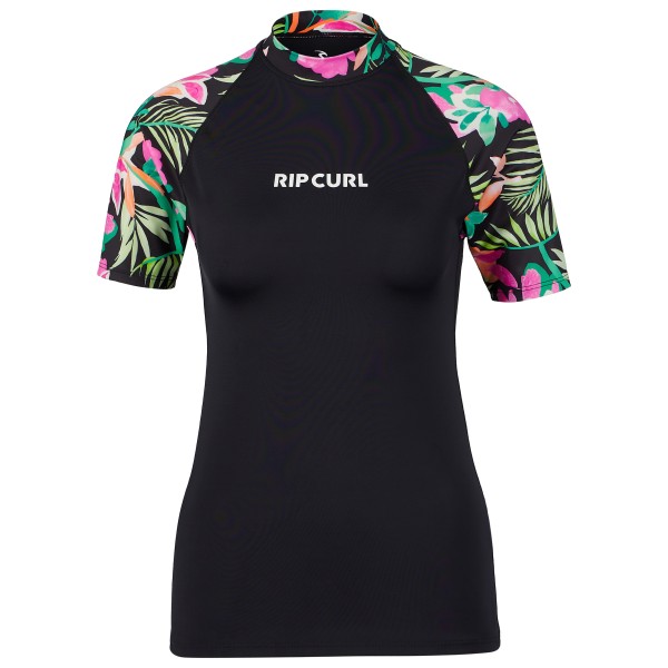 Rip Curl Molokai S/S Floral Insert Lycra Damen (Gr XS |schwarz)