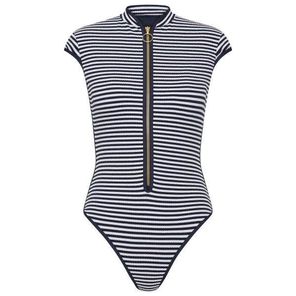 Badeanzug Seafolly Clubhouse Cap Sleeve Zip Front One Piece Damen (Gr 44 |grau)