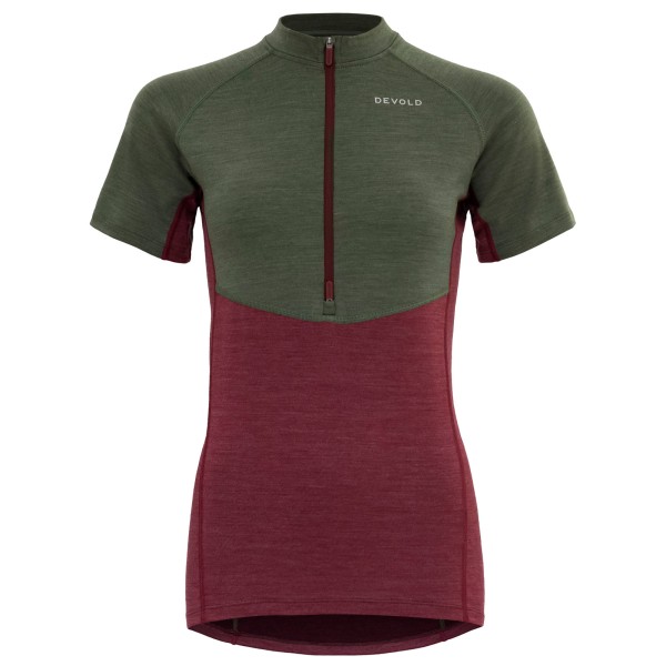Image of Devold - Women"s Standal Merino Tee Zip Neck - Velotrikot Gr S;XS rot/oliv'