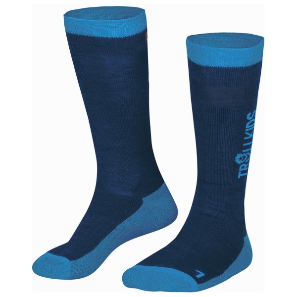 Image of Trollkids - Kid"s Ski Socks - Skisocken Gr 27-30 - 5-6 years blau/weiß'