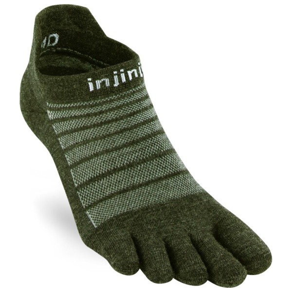 Injinji Run Lightweight No Show Wool Hardloopsokken Olijfgroen