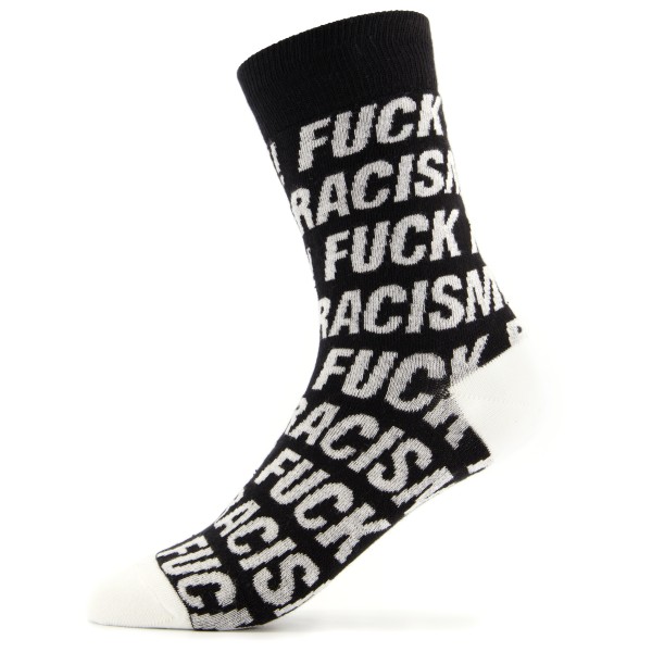 Image of DEDICATED - Socks Sigtuna Fuck Racism Pattern - Multifunktionssocken Gr 36-40;41-45 schwarz/grau;weiß