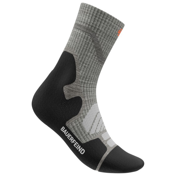 Bauerfeind Sports Outdoor Merino Mid Cut Socks Wandersocken Damen Wandern (Gr 43-46 |grau/schwarz)