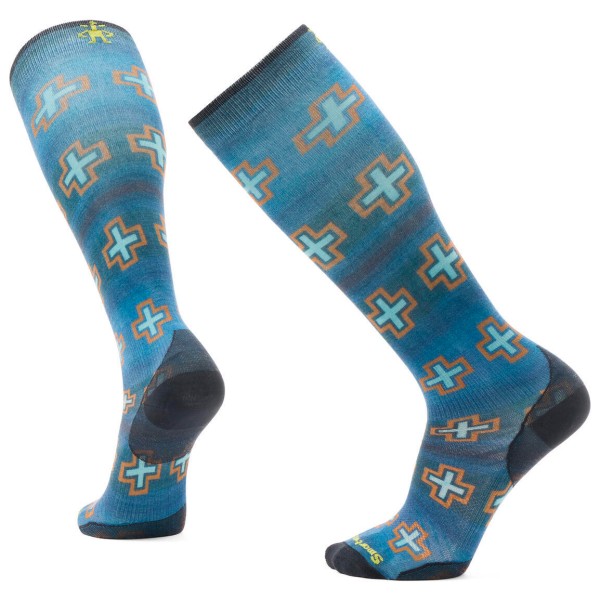 Image of Smartwool - Ski Zero Cushion Paths Crossed Print OTC Socks - Skisocken Gr L;M;XL blau