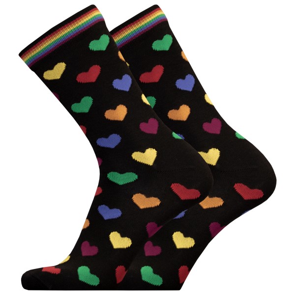 Image of UphillSport - Lifestyle Merino L3 Rainbow Hearts Crew - Multifunktionssocken Gr 35-38 schwarz