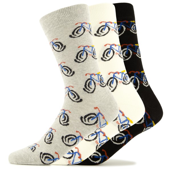 Image of DEDICATED - Socks Sigtuna Happy Bike AOP - Multifunktionssocken Gr 36-40;41-45 grau;weiß