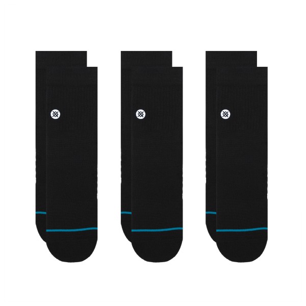 Stance Icon Quarter 3 Pack Multifunctionele sokken Zwart