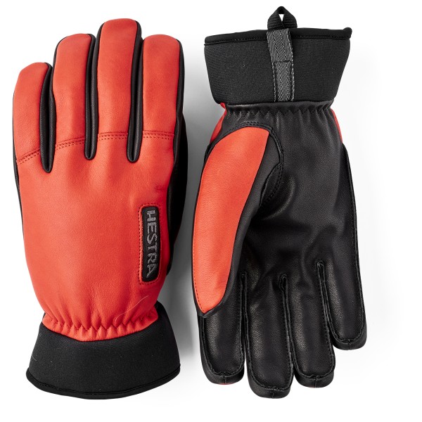 Hestra Army Leather Wool Terry 5 Finger Handschoenen Rood