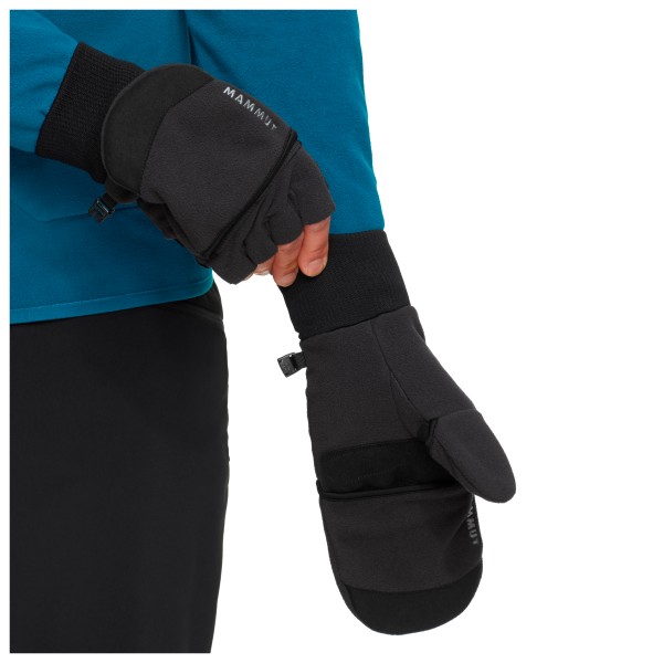 Mammut Shelter Softshell Convertible Mitten Handschuhe (Gr 5 |schwarz |wasserdicht)