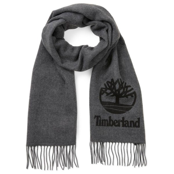 Image of Timberland - Yarn Dye Scarf with Printed Logo - Schal Gr L/XL grau