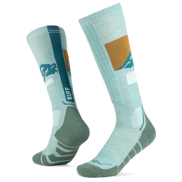 Buff Merino HW Over The Calf Skisokken turkoois Turquoise