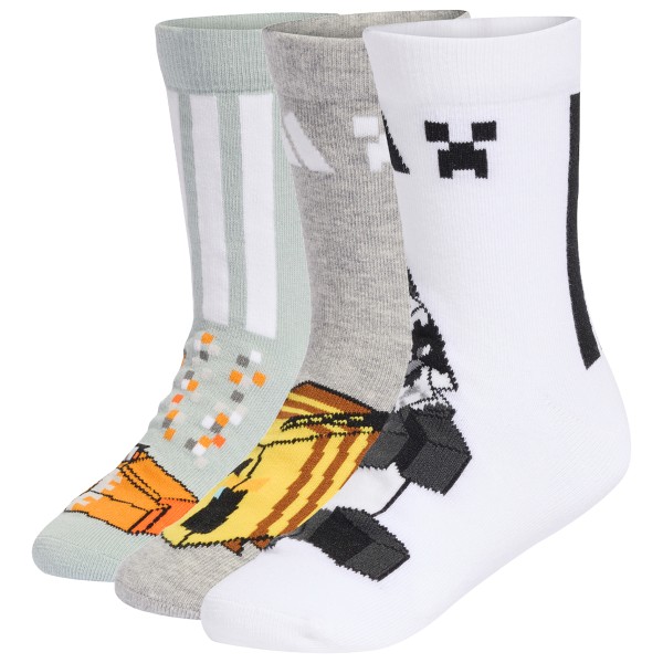 adidas LK Minecraft 3-Pack Multifunktionssocken Kinder (Gr 22-24 |weiß/grau)