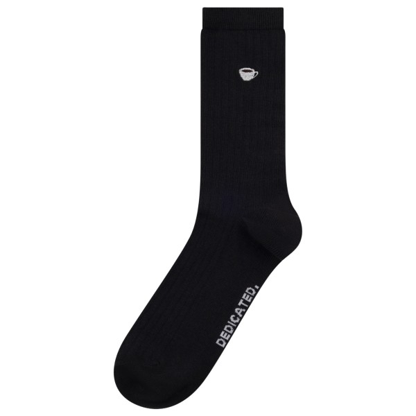 DEDICATED Rib Socks Knivsta Coffee Cup EMB Multifunctionele sokken Zwart