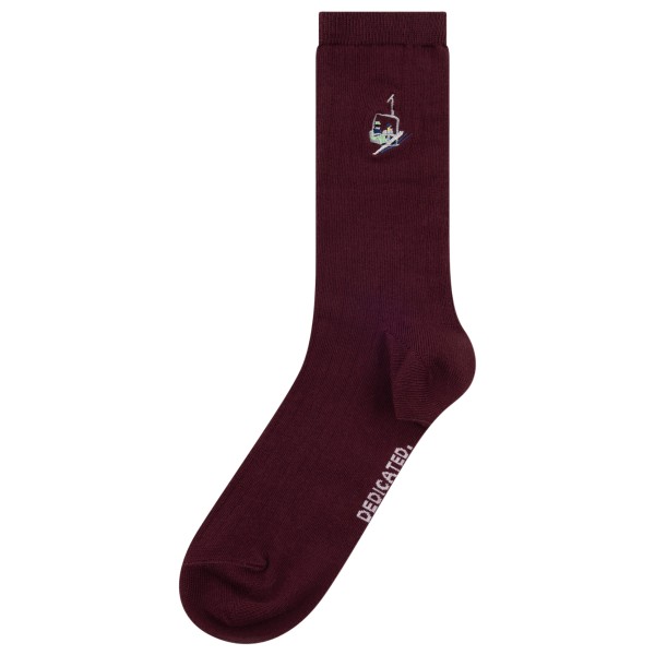DEDICATED Rib Socks Knivsta Ski Lift EMB Multifunctionele sokken Rood
