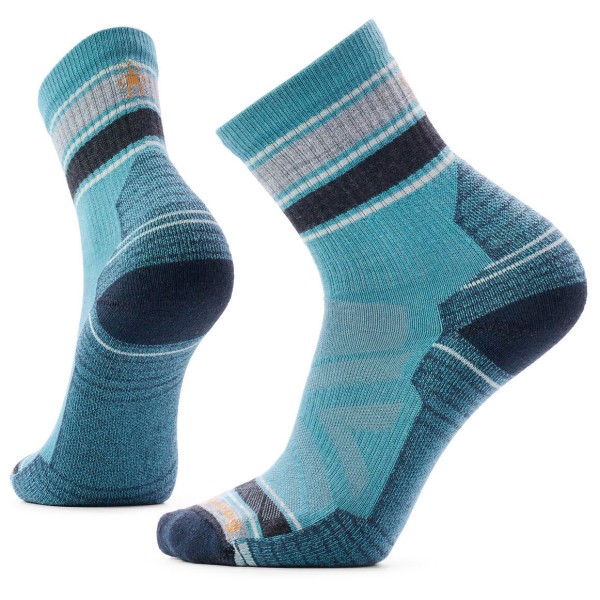 Smartwool Hike Light Cushion Striped Mid Crew Sock Wandelsokken turkoois Blauw