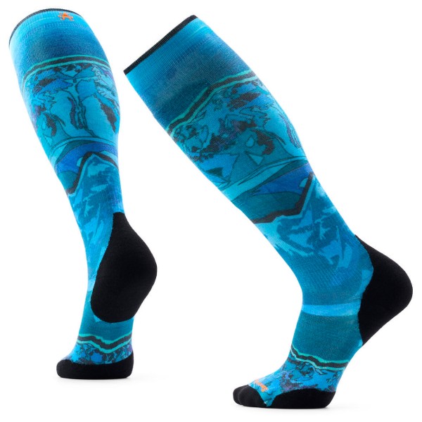 Smartwool Ski Targeted Cushion Storm Peak Print OTC Socks Skisokken Blauw