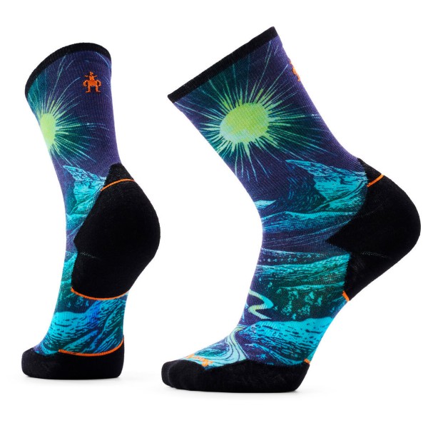 Smartwool Trail Run TC Treeline Print Crew Socks Hardloopsokken Blauw