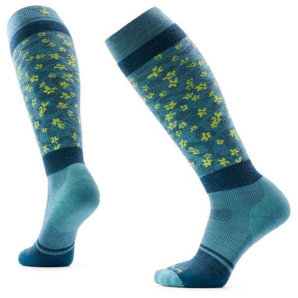 Smartwool Women’s Snowboard TC Wild Blossom OTC Skisokken Blauw
