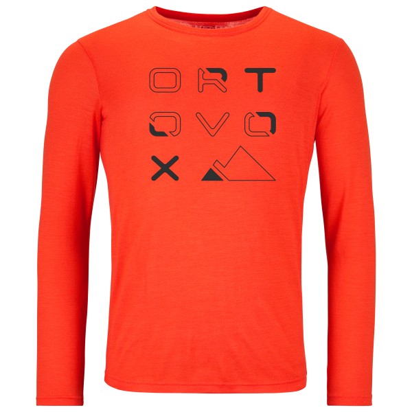 Image of Ortovox - 185 Merino Brand Outline L/S - Merinoshirt Gr L rot