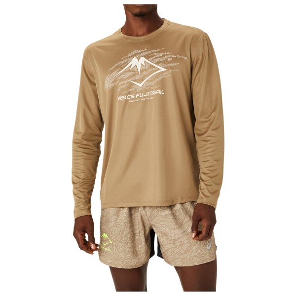 Image of Asics - Fujitrail Logo L/S Top - Laufshirt Gr L;M;S;XL;XXL beige;schwarz