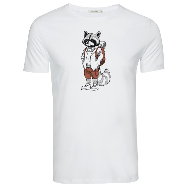 Image of GreenBomb - Animal Raccoon Hike Guide T-Shirt Cotton - T-Shirt Gr XL weiß