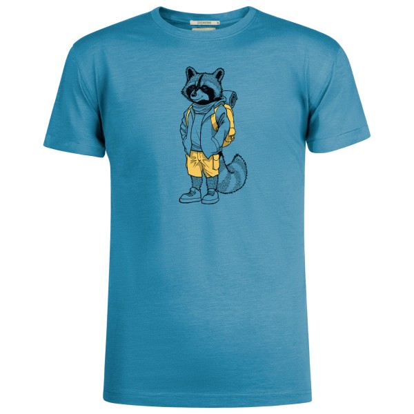 Image of GreenBomb - Animal Raccoon Hike Roll T-Shirt Cotton - T-Shirt Gr L blau