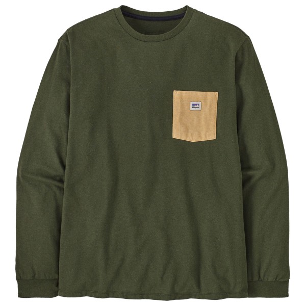 Image of Patagonia - L/S Shop Sticker Pocket Responsibili-Tee - Longsleeve Gr L oliv