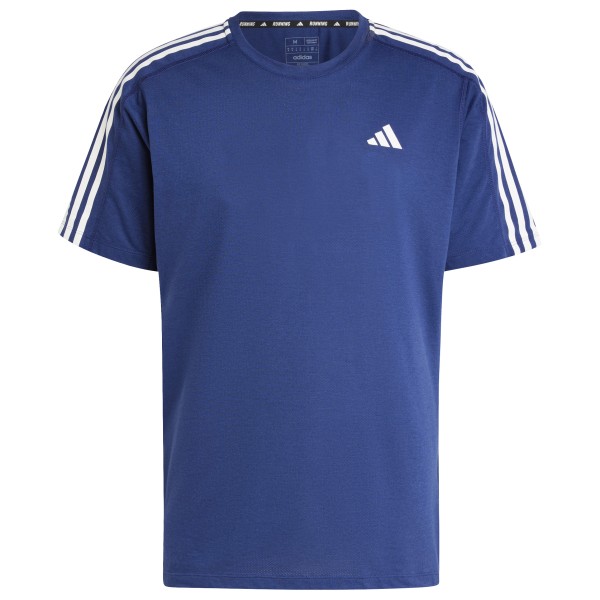 Image of adidas - Own The Run 3-Stripes Tee - Laufshirt Gr L blau