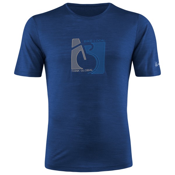 T-Shirt Löffler Printshirt Bike Merino-Tencel Herren (Gr 50 |blau)