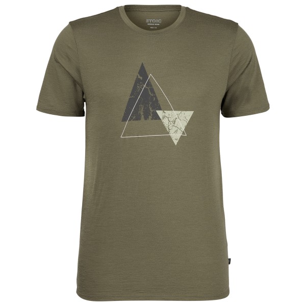 Stoic Merino155 LaholmSt. Print T-Shirt Peak Merinoshirt Herren Wandern (Gr 4XL |oliv)