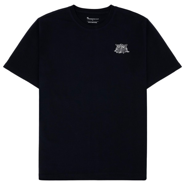 KnowledgeCotton Apparel S/S Heavy Single Owl Emb. At Chest T-shirt Zwart