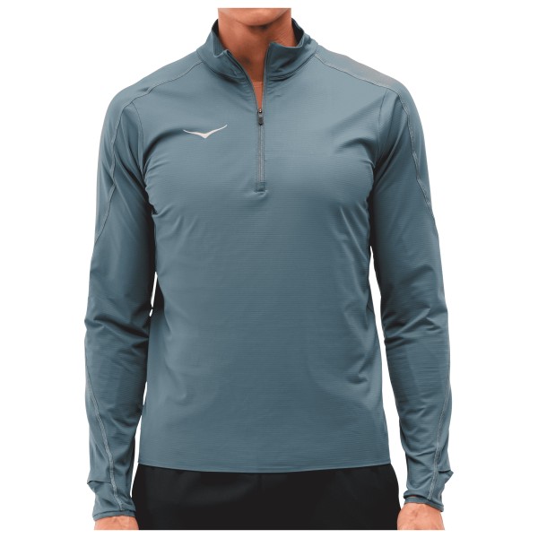HOKA Glidetech Quarter Zip Laufshirt Herren Trailrunning (Gr S |grau)