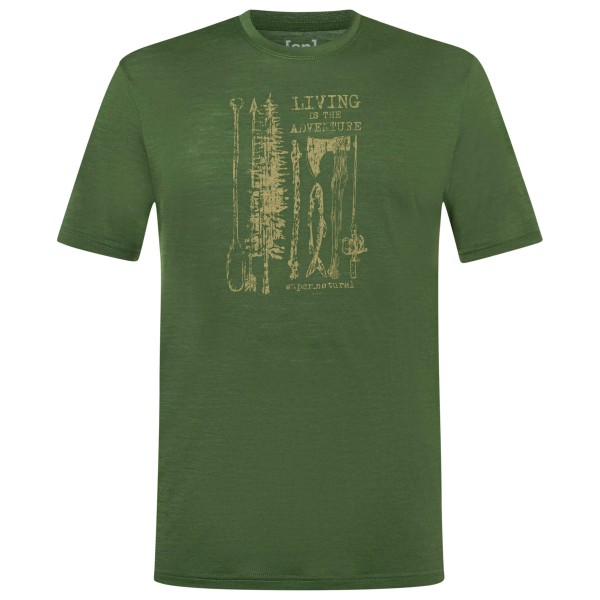 super.natural Fishing Adventure Tee Merinoshirt Herren (Gr XXL |oliv)