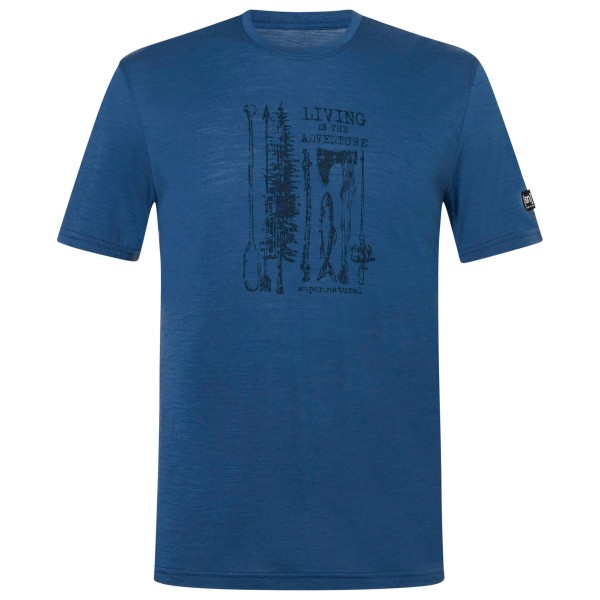 super.natural Fishing Adventure Tee Merinoshirt Men (Gr M |blau)