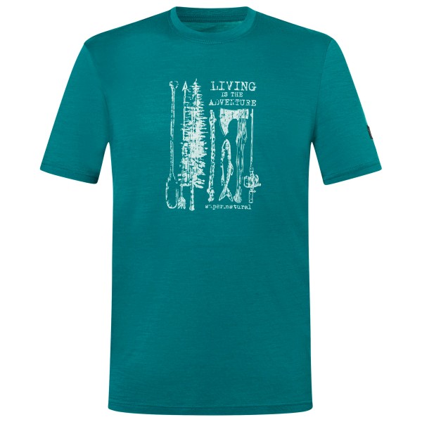 super.natural Fishing Adventure Tee Merinoshirt Herren Alltag (Gr L |türkis)