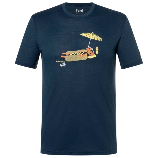 super.natural Hot Dog Tee Merinoshirt Herren (Gr L |blau)