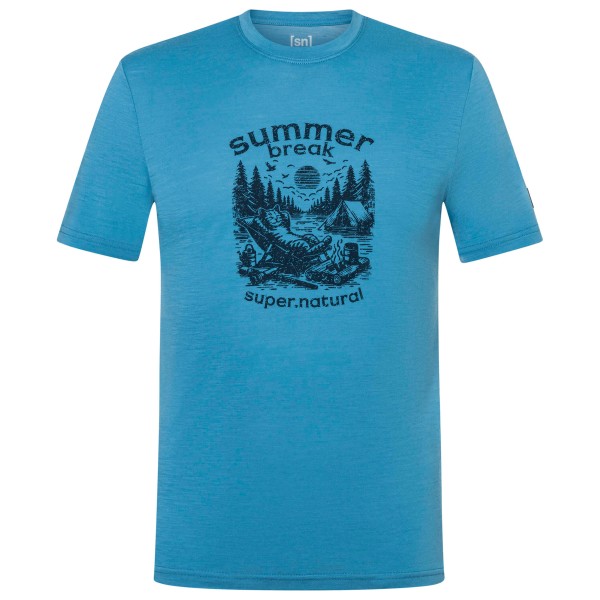 super.natural Summer Break Tee Merinoshirt Herren (Gr XXL |blau)