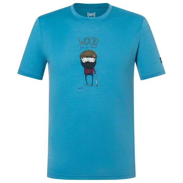 super.natural Wood Crafti Tee Merinoshirt Herren (Gr S |blau)