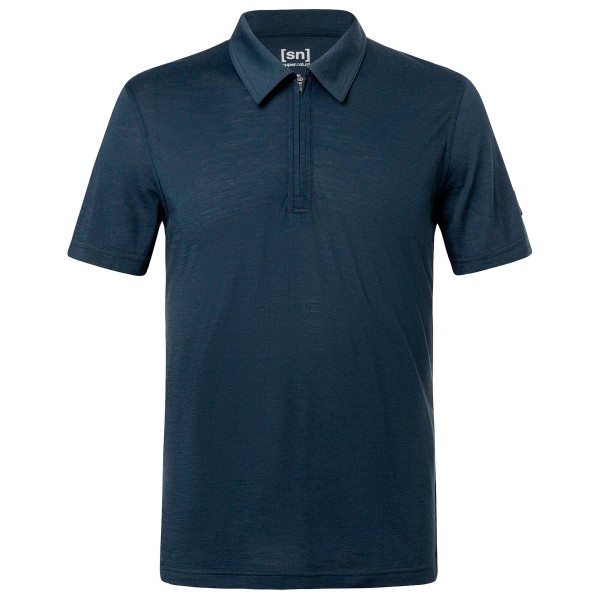 super.natural Zip Polo Merinoshirt Herren (Gr S |blau)